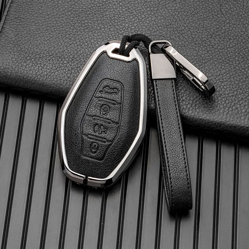 

4 Buttons Car Key Case for Chery Jetour X70 Plus Coupe X70s X90 X95 X70m X95pro Remote Smart Metal Leather Key Fob Cover Shell