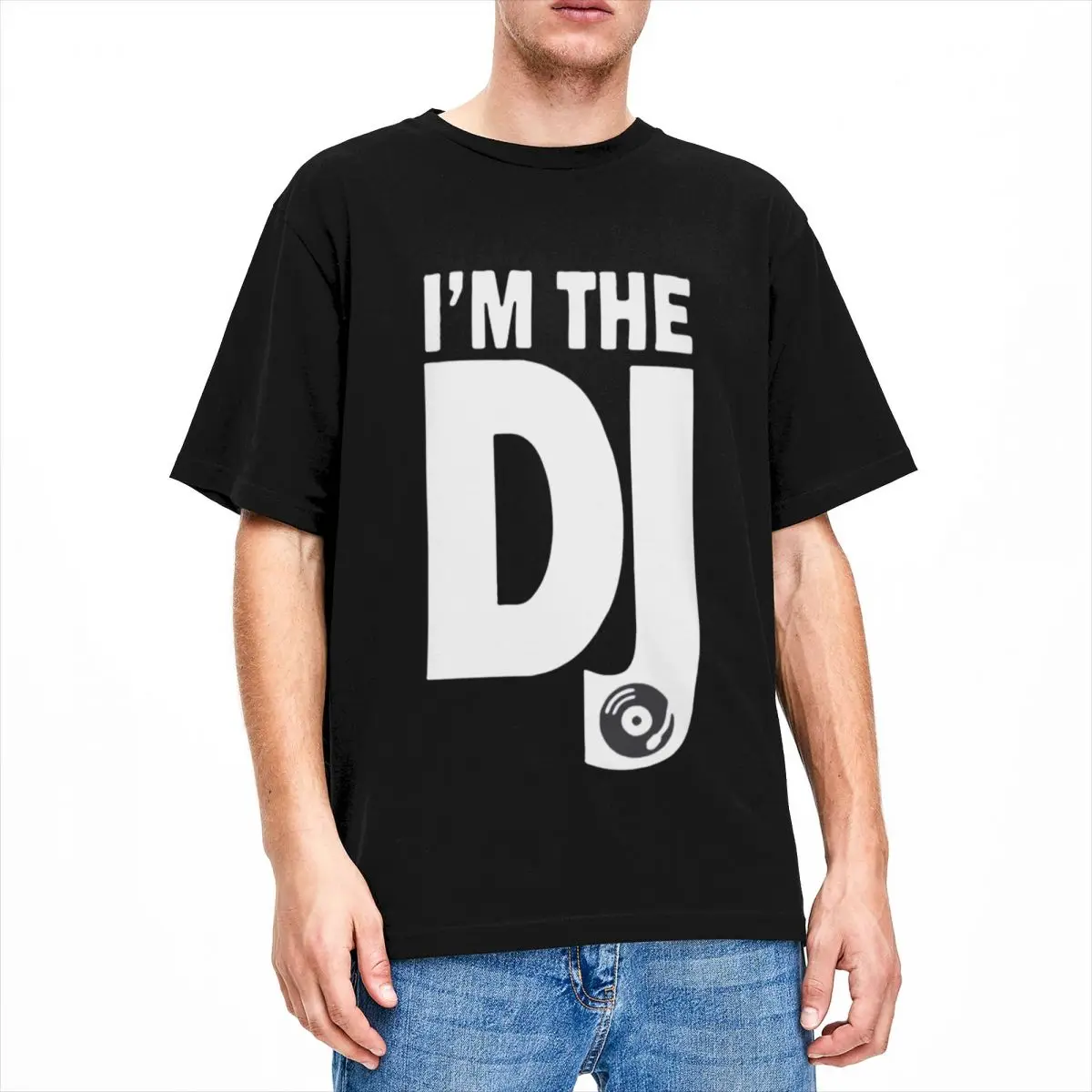 Music Player -- Funny Dj T Shirt Summer Y2K Funny T-Shirts Pure Cotton Popular Tee Shirt For Men Short Sleeve Print Tees