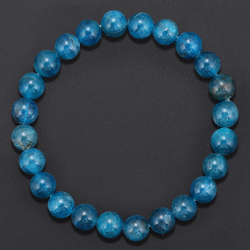 Natural Stone aaa BRACELET Blue Apatite Stone Beads Bracelet Smooth Round 6/8mm Beads For Women Men Accessories