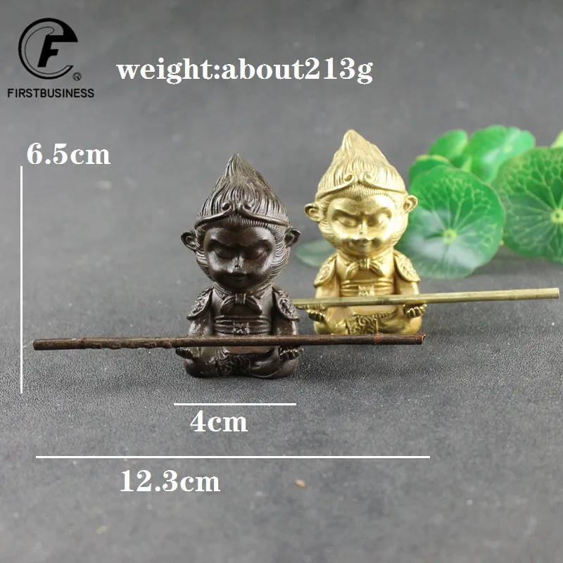 Antique Brass Sun WuKong Monkey King Statue Figurines Retro Office Desktop Decoration Miniature Car Ornaments Bronze Home Decors