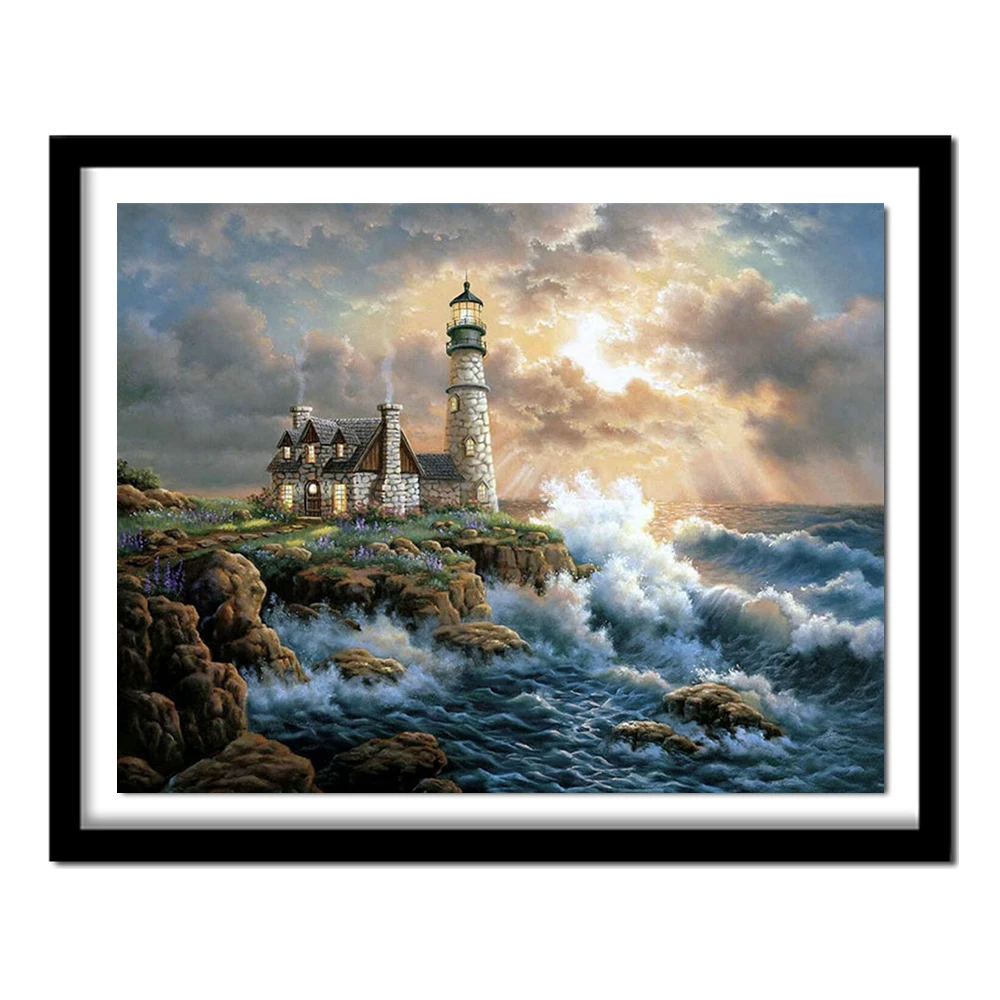 Diy Diamond Painting Cross Stitch 5D Diamond  Set Full Diamond Embroidery Handmade Needlework lighthouse