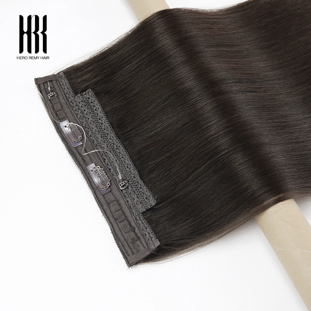 هالو وصلات شعر 100% ريمي الشعر البشري 16-22 بوصة سلك مخفي للإزالة الفيلكرو كليب في الشعر ريمي الإنسان خيط صنارة الصيد ملحقات #1