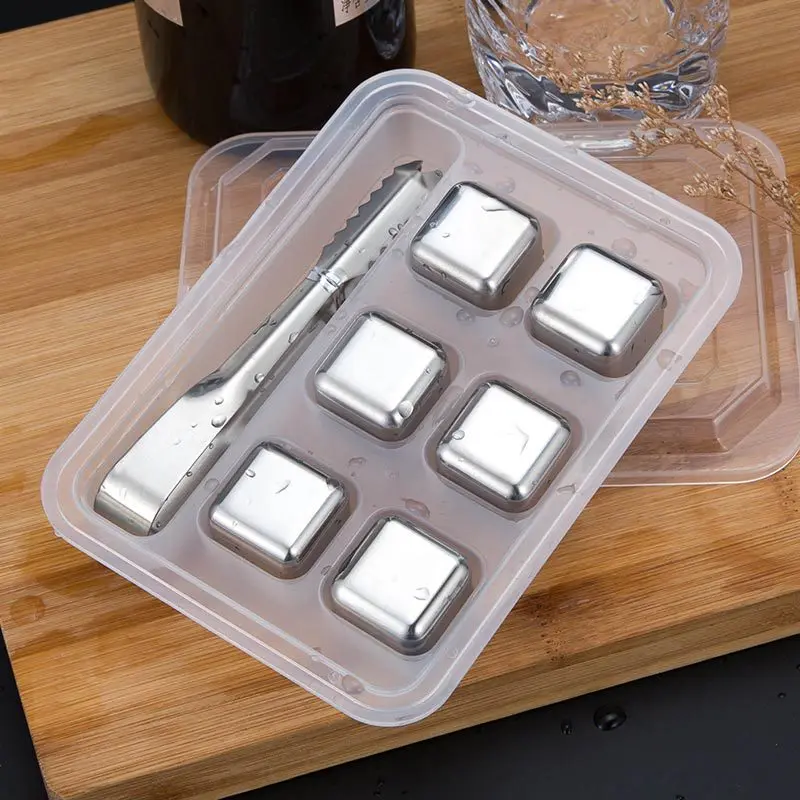 

1/4/8 Pcs Stainless Steel Ice Cubes Set Reusable Chilling Stones for Whiskey Wine Wine Cooling Cube Chilling Rock Party Bar Tool