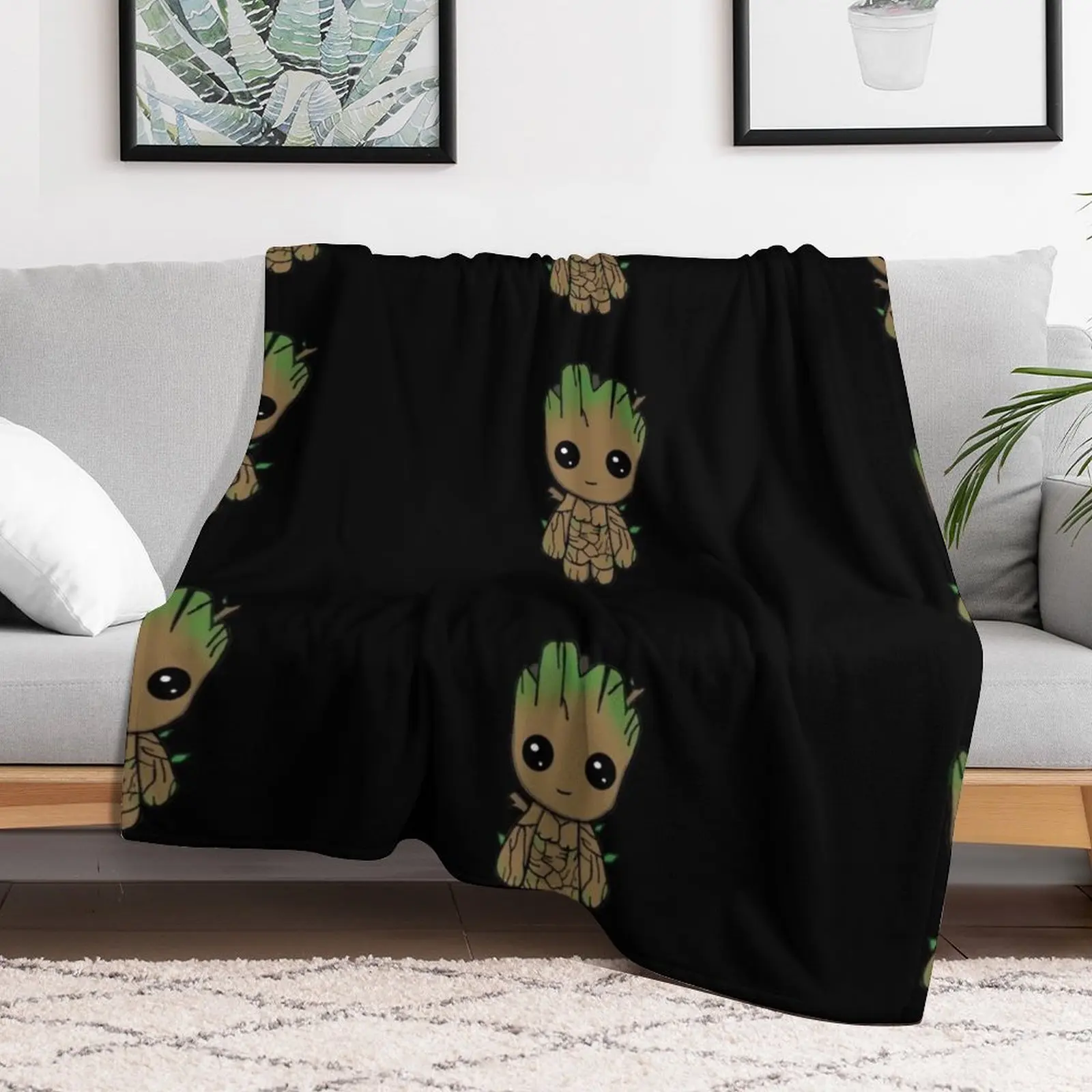 I AM GROOT - Little Chibi Throw Blanket Cute Plaid Luxury Throw Blankets