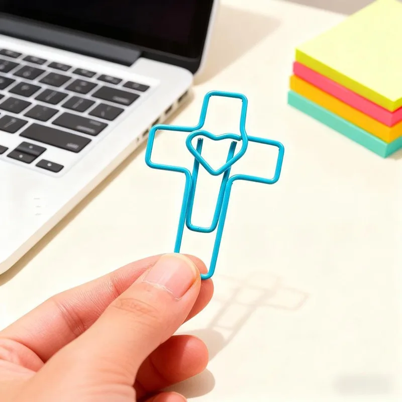 50/100pcs Colorful Cross Shaped Paper Clips with Heart Detail Cute Decorative Metal Clips for Office School Journaling Projects
