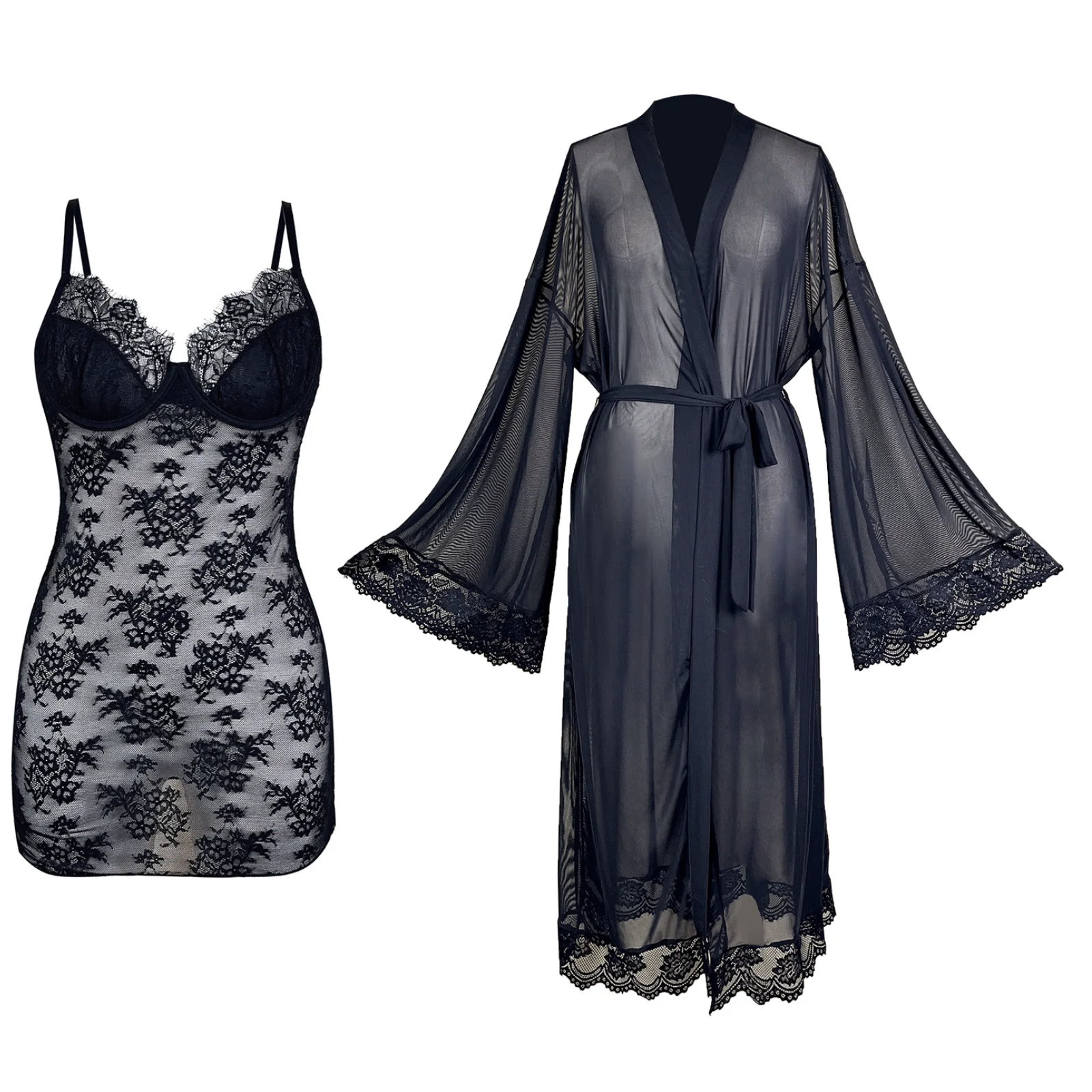 Women Secy Robe Sleepwear Satin Lace Home Wear V Neck Long Soft Nightwear Bathrobe Long Shower Spa Long Sleeve Nightwear