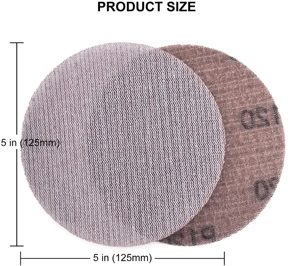 15pcs 5inch  Hook & Loop Abrasive Dust Free Grid Sanding Paper 125mm Mesh Sanding Discs Anti-Blocking Grinding Sandpaper for Car