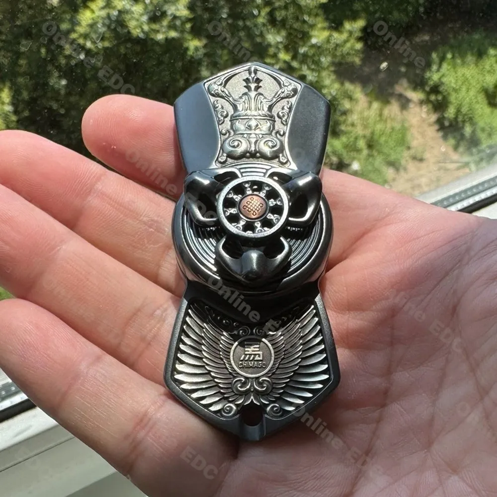 Gebruikt EDC Speelgoed CHIMAGO EDC Mechanische Push Slider Met Kralen Vier Magnetische Reliëf Patches Fidget Speelgoed Volwassenen Vinger Spinners