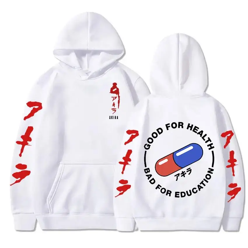 هوديس انمي ياباني أكيرا طباعة بلوزات الرجال النساء للجنسين البلوز موضة البلوز المتضخم هوديي معطف طويل الأكمام