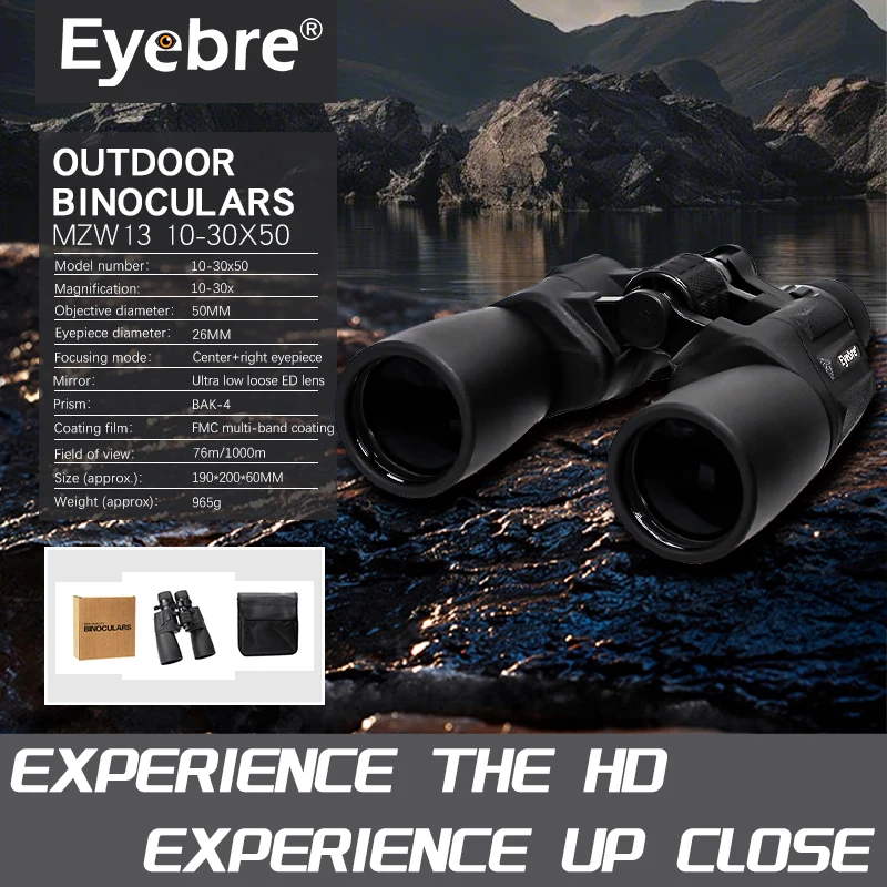 Eyebre New MZW13 10-30x50 Binoculars BAK4 Prism With High-Definition Zoom And High Magnification For Outdoor High-End Telescopes