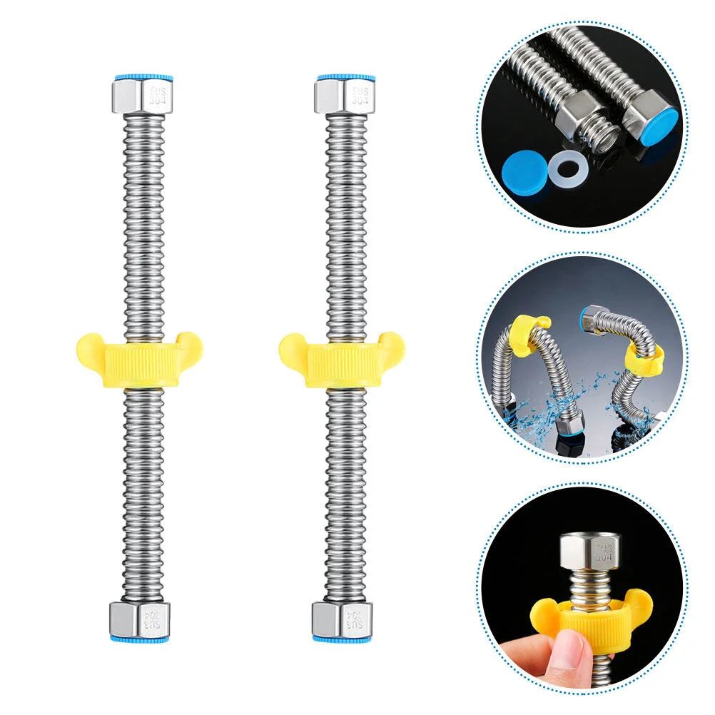 

2pcs 304 Stainless Steel Basin Toilet Water Weaved 1/2" Plumbing Hose Bathroom Heater Connect Corrugated Pipes With Wrench Pipe