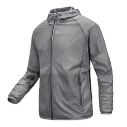 Summer Ice Silk Coat Quick Dry Windbreaker Coat Stand Collar Stretch Sports Jacket Men's Sunscreen Jackets Ultra Thin Breathable