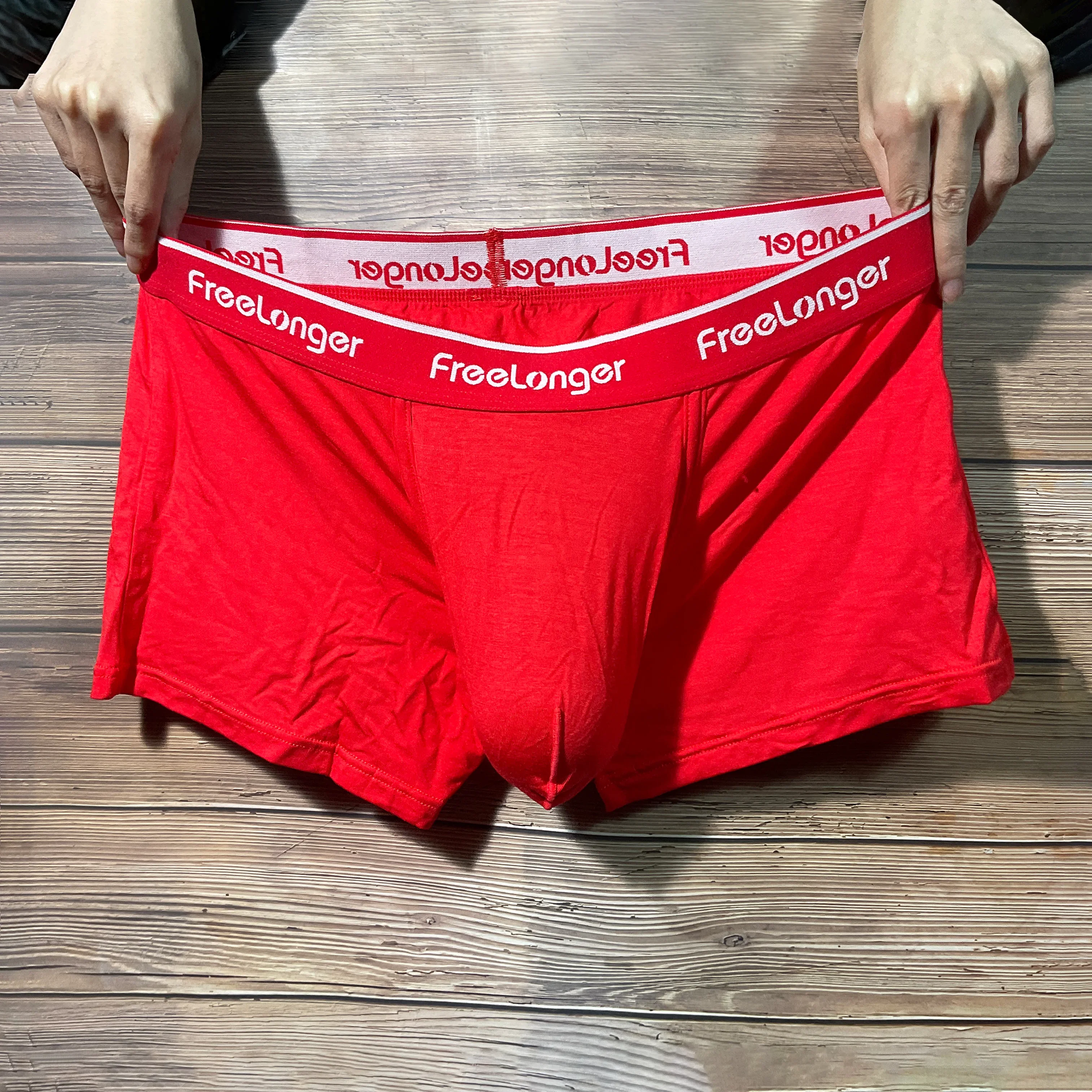 Celana dalam kantung tonjolan untuk pria, celana dalam boxer u-concex pinggang rendah meningkatkan selangkangan tipis elastis Super besar