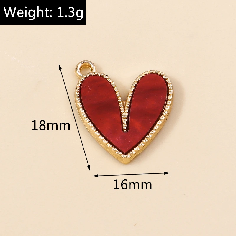 10 Stück 16 x 18 mm niedliche Emaille-Liebesherz-Anhänger für die Schmuckherstellung, Ohrringe, Halsketten, Armbänder, DIY-Bastelzubehör – Detail 1