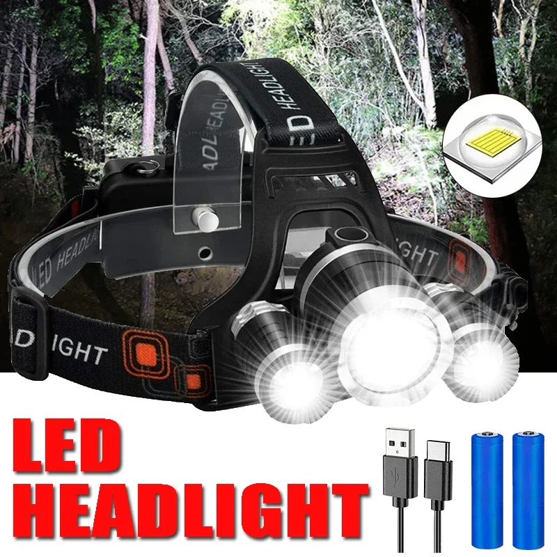 Super Bright Led Headlamp Use 18650 Battery Rechargeable Fishing Headlight Outdoor Hunting Camping Waterproof Head Light
