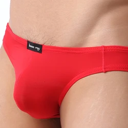 Men's Sexy Lingerie Ice Silk Sheer U Convex Pouch G-String Thong Briefs Low-Waist Underwear Underpants Transparent Jockstrap