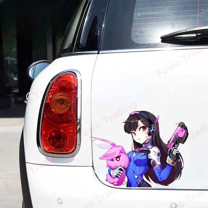 Overwatch D.Va Graffiti Autocollants De Voiture, Pare-Brise Étanche, Décalcomanie, Coffre, Accessoires De Voiture, Vente Chaude