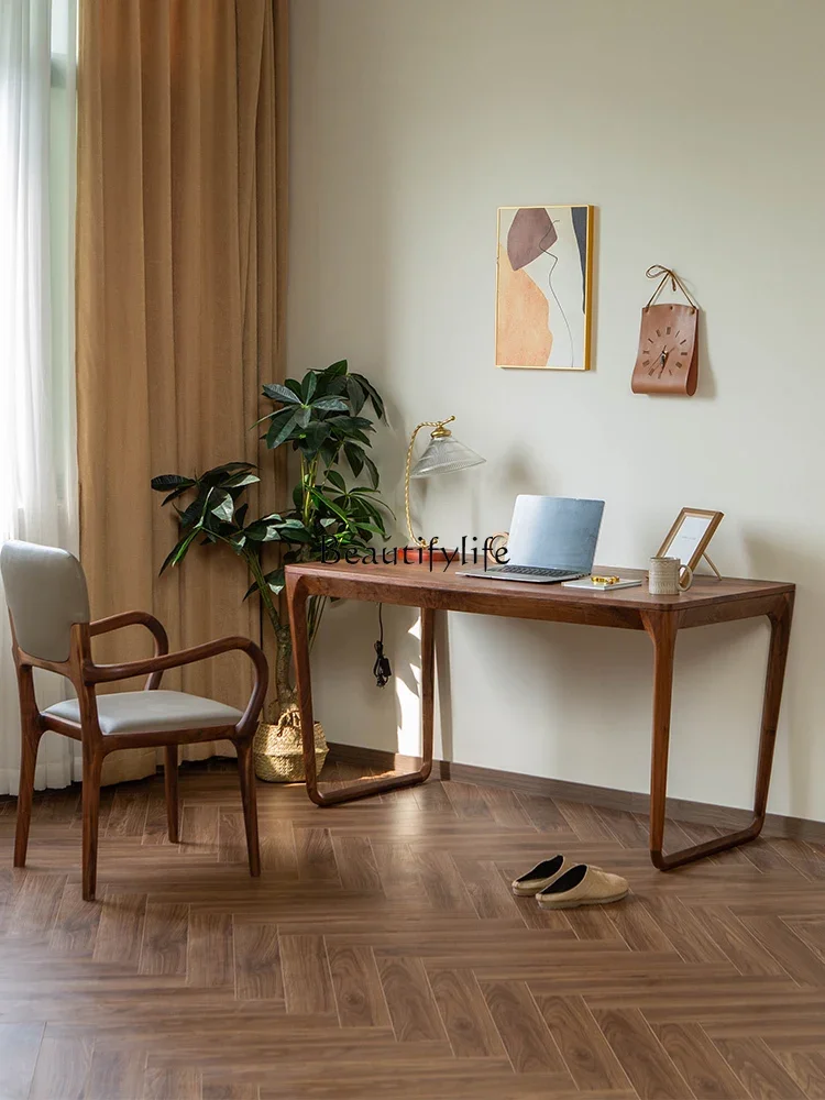 

FG44North American Black Walnut Computer Desk Solid Wood Desk Small Apartment Light Luxury Italian Minimalist Desk