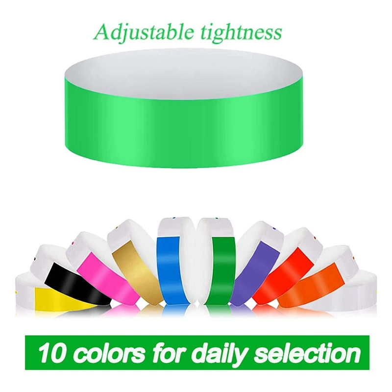 BAAY-Pulseras de papel de piezas, muñequeras de neón impermeables para eventos, adecuadas para fiestas, 10 colores, 2000