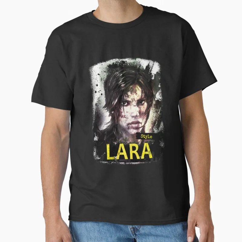 العبقري غريب الأطوار تومب رايدر لارا كروفت 80s لعبة فيديو هدية تي شيرت للرجل بلوزات كبيرة الحجم 100% ملابس قطنية مطبوعة #1