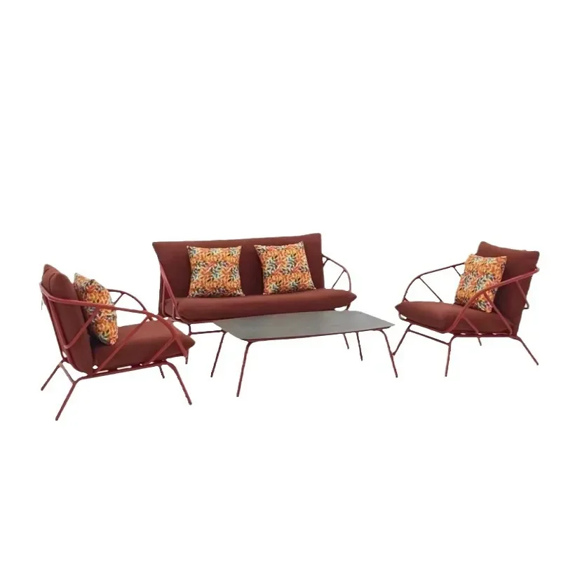 Waterproof Aluminum Alloy Outdoor Sofa Set with Coffee Table Metal Patio Furniture for Garden Landscape Project