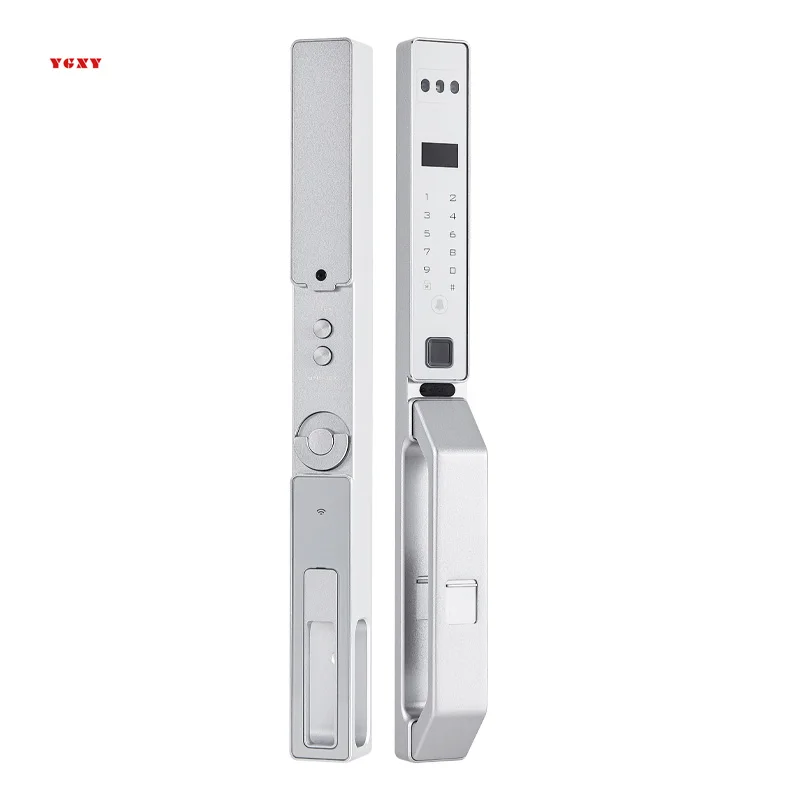 

Silver White Video Doorbell Hands Lock Narrow Bezel Cell Phone Tuya Aluminum Door Code Lock Automatic Smart Door Lock