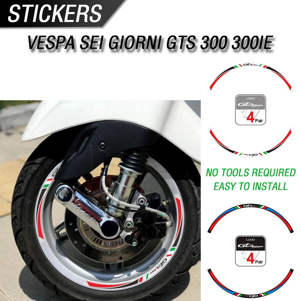 

For Vespa Sei Giorni GTS 300 300ie Travel Scooter 12 - inch Wheel Reflective Sticker Kit
