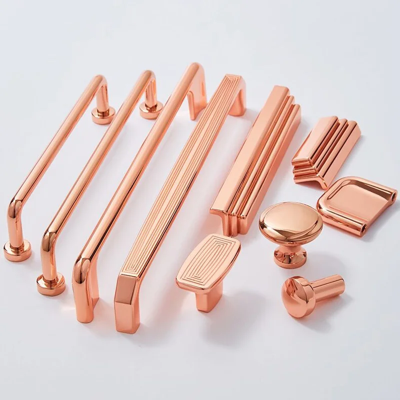 Modern Bright Rose Gold Handle for Cabinet and Drawer Nordic Furniture Pulls Handles Hardware Light Luxury Cupboard Door Knobs