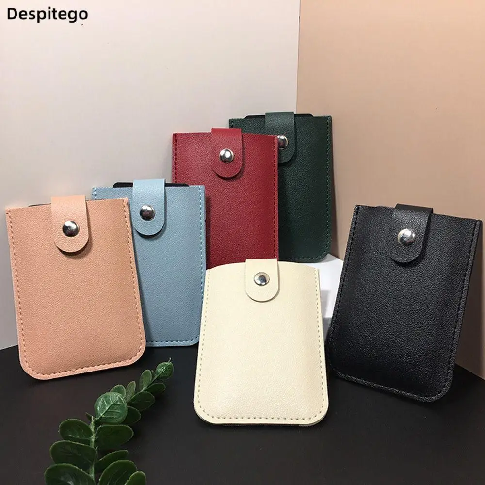 

New PU Leather Pulling Card Holder Solid Color Students Bus Card Access Control Card Case Credit ID Card Cover