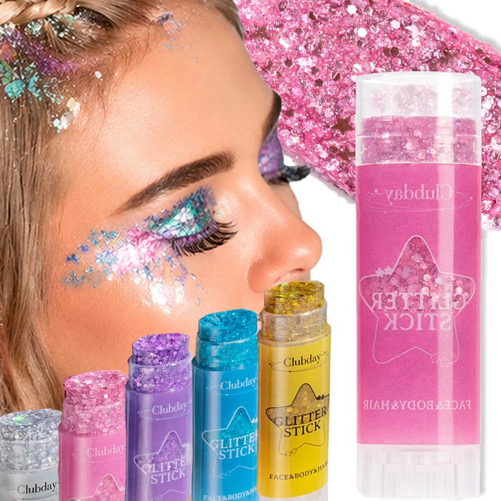 Funkelnder Pailletten-Glitzer-Gel-Stift Hochglanz Weiß Perlrosa Lidschatten Glitzer für Gesicht und Körper Aufhellende Bühnen-Make-up-Farbe