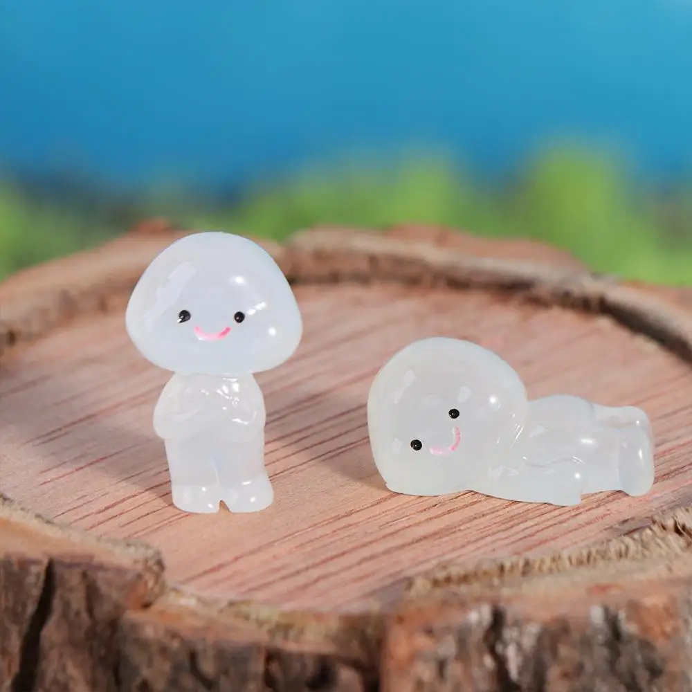 Cartoon Luminous Small People Figurines Glow in Dark Cute People Figurines Miniatures Resin Crafts DIY Little Man Statue
