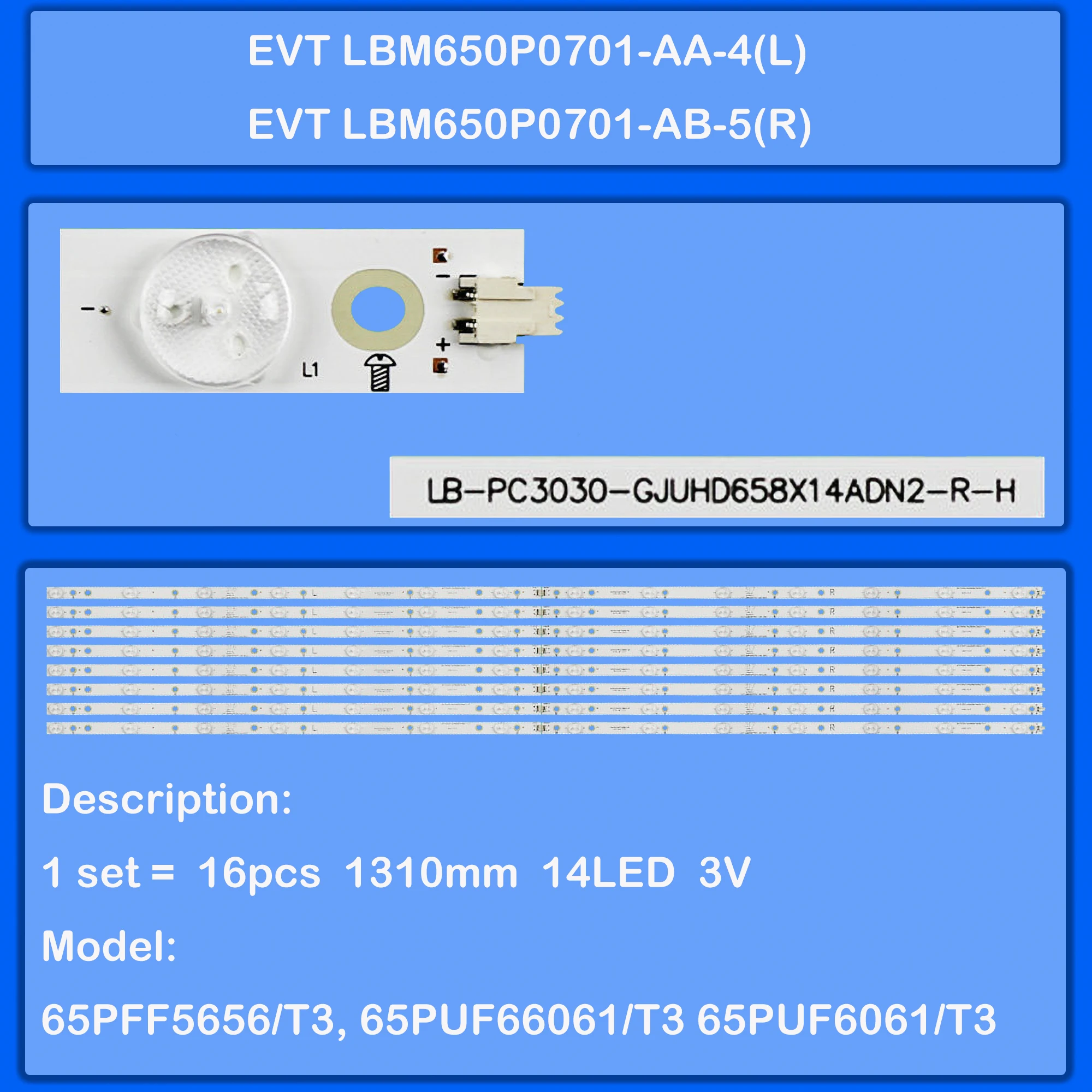 

Светодиодная лента подсветки для 65PUS6551 65PFF5656/T3 65PUF66061/T3 65PUF5656 65PUF6701/T3 65PFF5652/T3 65PUT6121/12 65PUF6061/T3