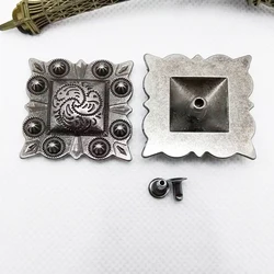 5PCS 31MM Western Cowboy Berry Saddle Bridle Leathercraft Square Rivet Silver Belt Concho Decor DIY Sewing Accessory
