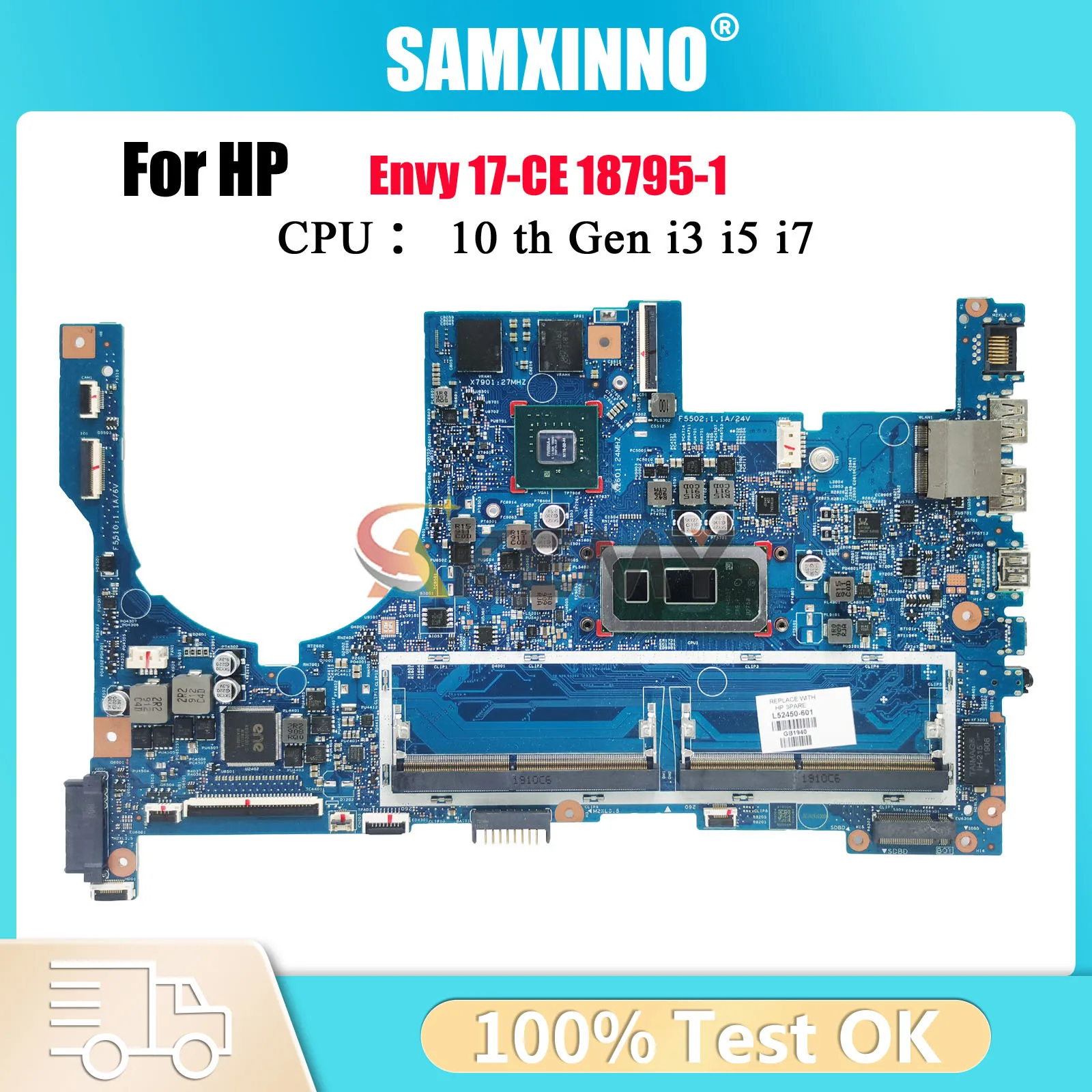 

18795-1 L52449-601 L52450-601 с графическим процессором i5 i7 8-го 10-го поколения MX250 для материнской платы ноутбука HP Envy 17-CE 17M-CE, 100% полностью протестировано