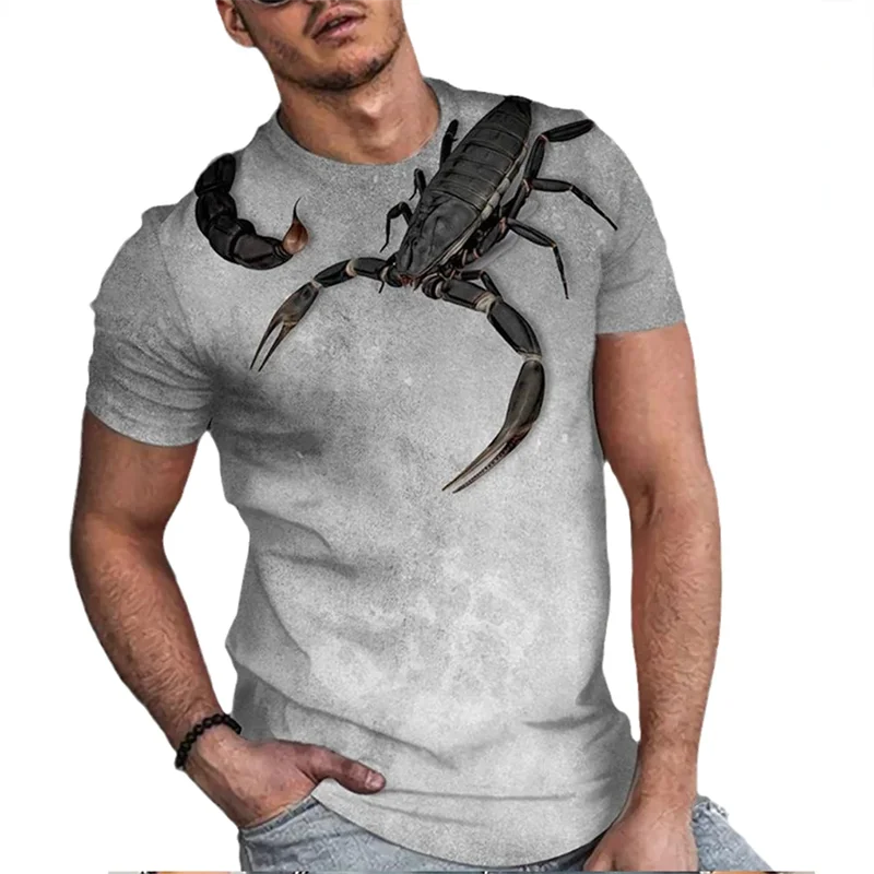 Fashion Scorpion 3D Print T Shirt For Men Oversized T-shirts Casual Street Hip-Hop Tops Tees Short Sleeve Clothing Ropa Hombre