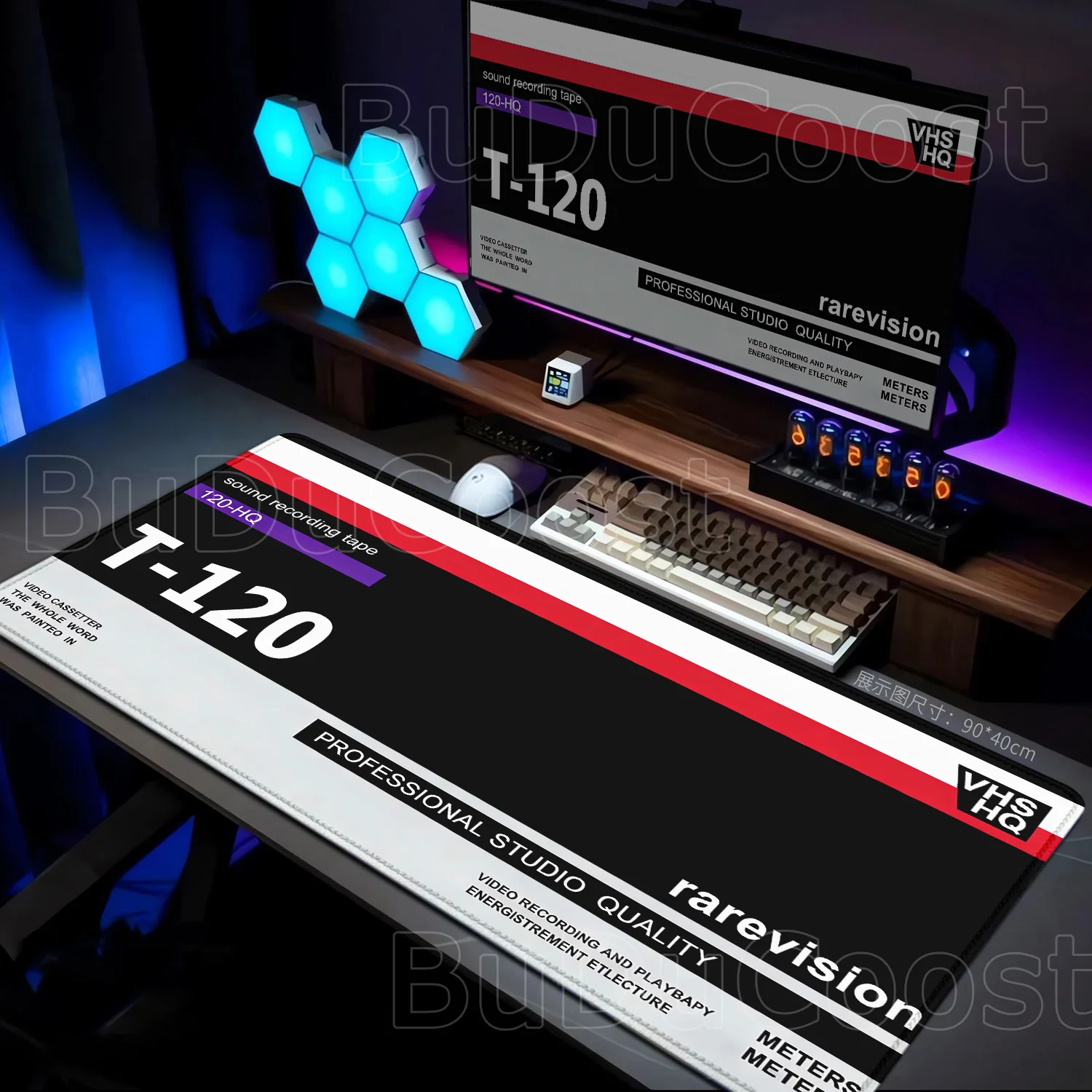 

HD Printing VHS Recorder Gaming Mouse Pad Non-Slip Nostalgic Keyboard Mat Retro Style Laptop Desk Accessories Magnetic Tape Rug