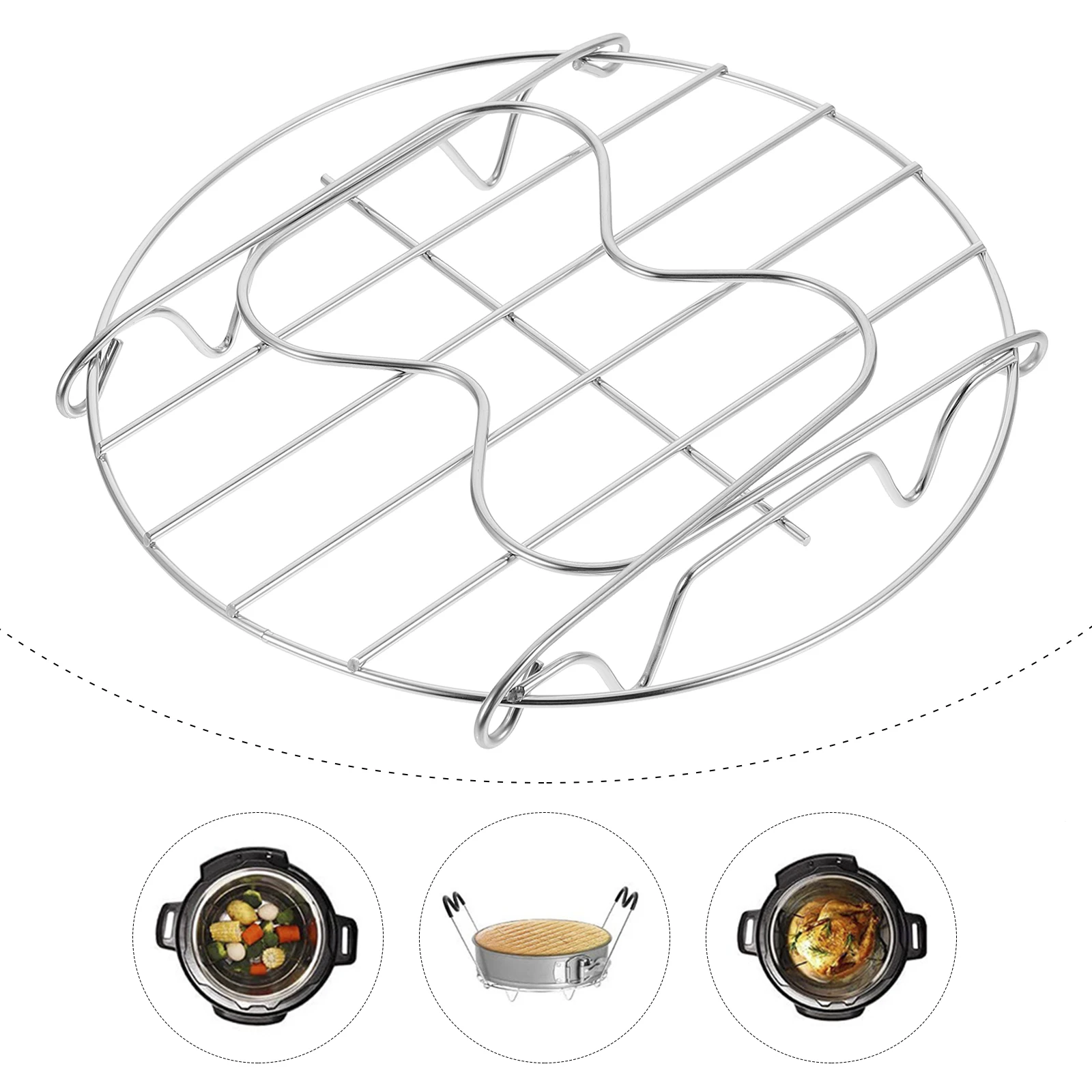 

2pcs Stainless Steel Steaming Rack With Handles Kitchen Steamer Stand Household Steaming Shelf Multipurpose Steam Rack