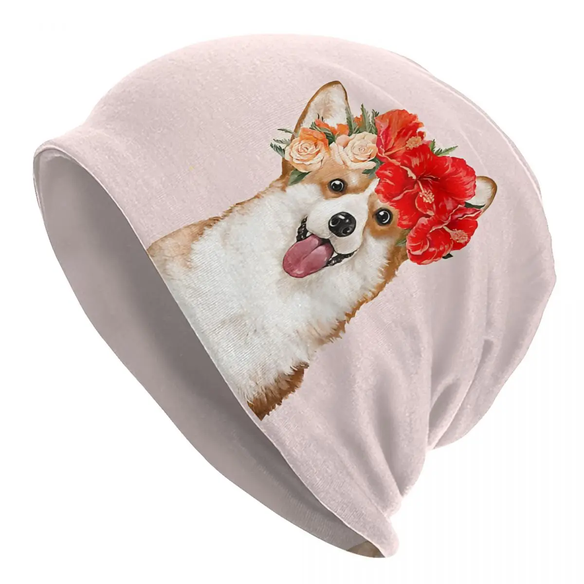 Corgi With Flower Crown In Pink Bath Mat Spring Autumn Soft Hats Bonnet Sport Pullover Breathable Fitness Turban Warm Running