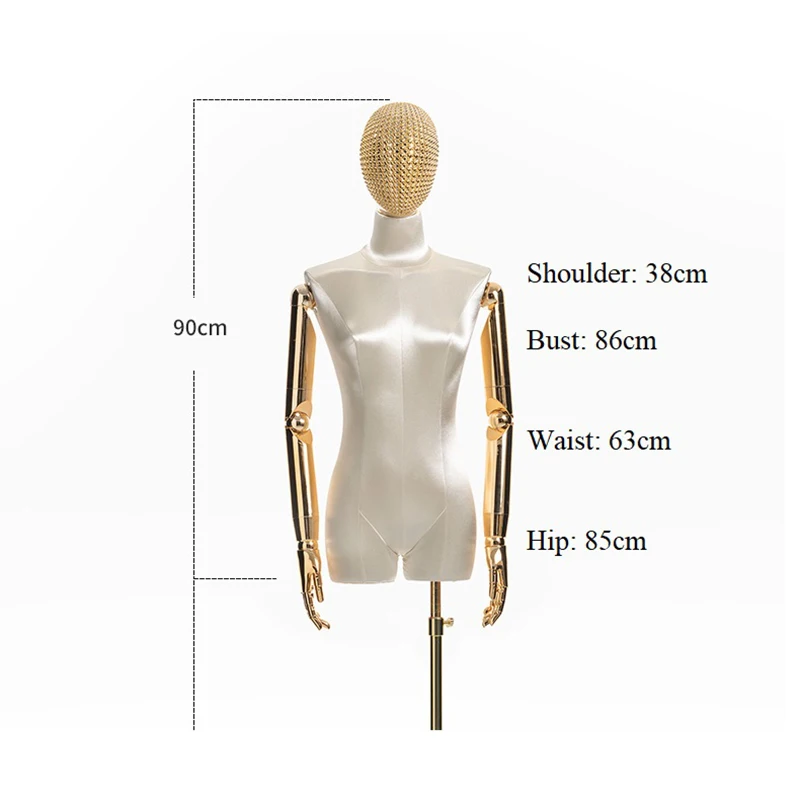 New Arrival Fabric Cover Female Half-body Mannequin Body with Metal Base for Wedding Cloting Display Dress Form