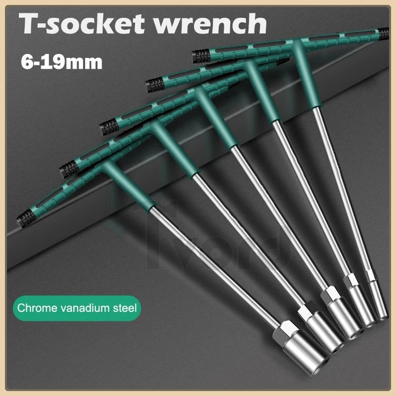 6-19mm T Socket Torque Wrench Rubber Handle Hex Key Mechanics's Driver Repair Socket Set Car Mechanical Workshop Tool Hand Tools