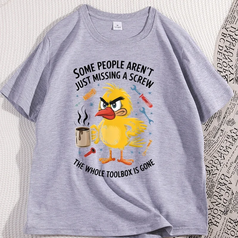 Some People Aren't Just Missing A Screw Graphic T Shirts Funny Duck T-shirts Adult Humor T Shirt Man Cotton Short Sleeve Tees