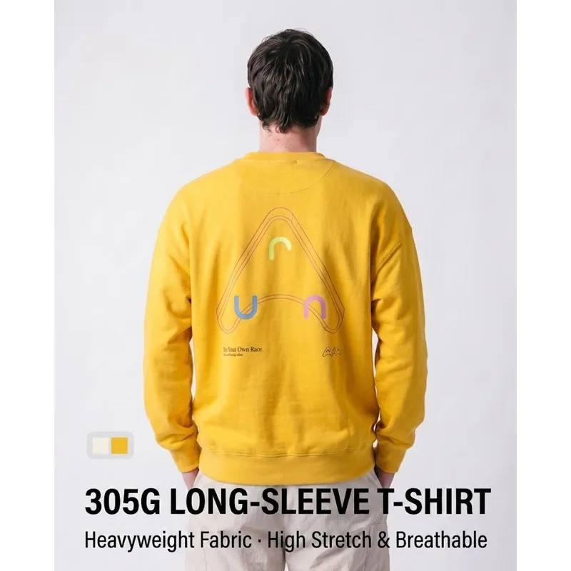 Camiseta Unissex de Manga Longa 50% Algodão 305G – Alta Elasticidade e Respirabilidade, Moletom Gráfico com Gola Redonda para Esportes ao Ar Livre