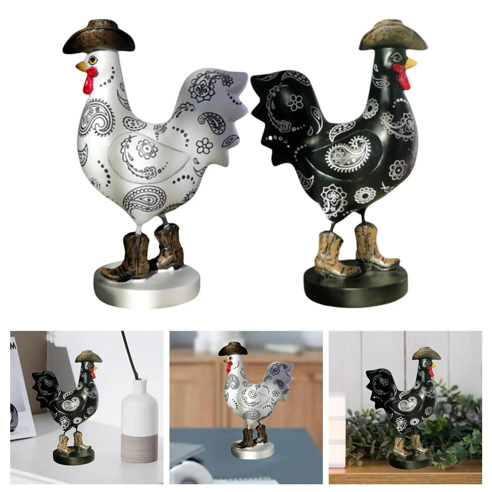 

Rooster Statue Figurine Art Crafts Decorative Creative Ornament Home Decor Outdoor Indoor for Lawn Balcony Home Patio Kitchen