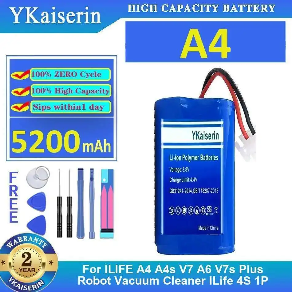 

Vacuum Cleaner Battery 5200Mah For Ilife A4 A4s V7 A6 V7s Plus Robot 4S 1P Full Capacity