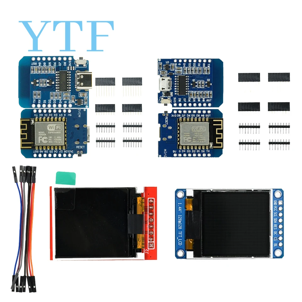 Mini D1 NodeMcu Lua WIFI ESP8266 Development Board + TFT LCD Screen Module 1.44 Inch Screen