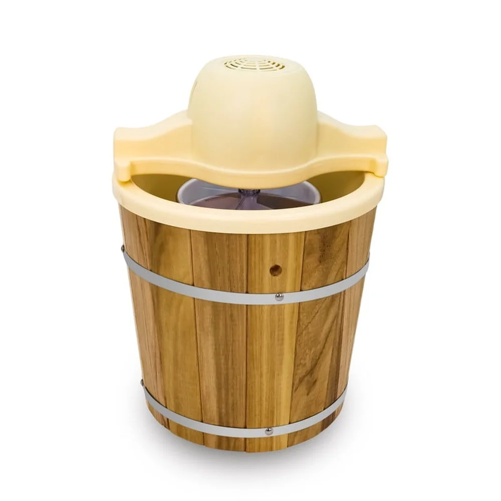 Máquina elétrica de sorvete, balde de pinho de 4qt, guloseimas caseiras, consistência suave, frequência rápida, pá de motor, fácil limpeza, festas para churrasco