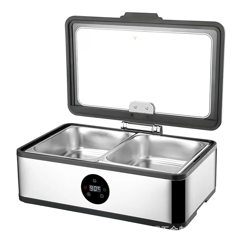 

304 stainless steel buffet stove electric heating breakfast stove, hotel visual flip full screen glass buffet stove insulation