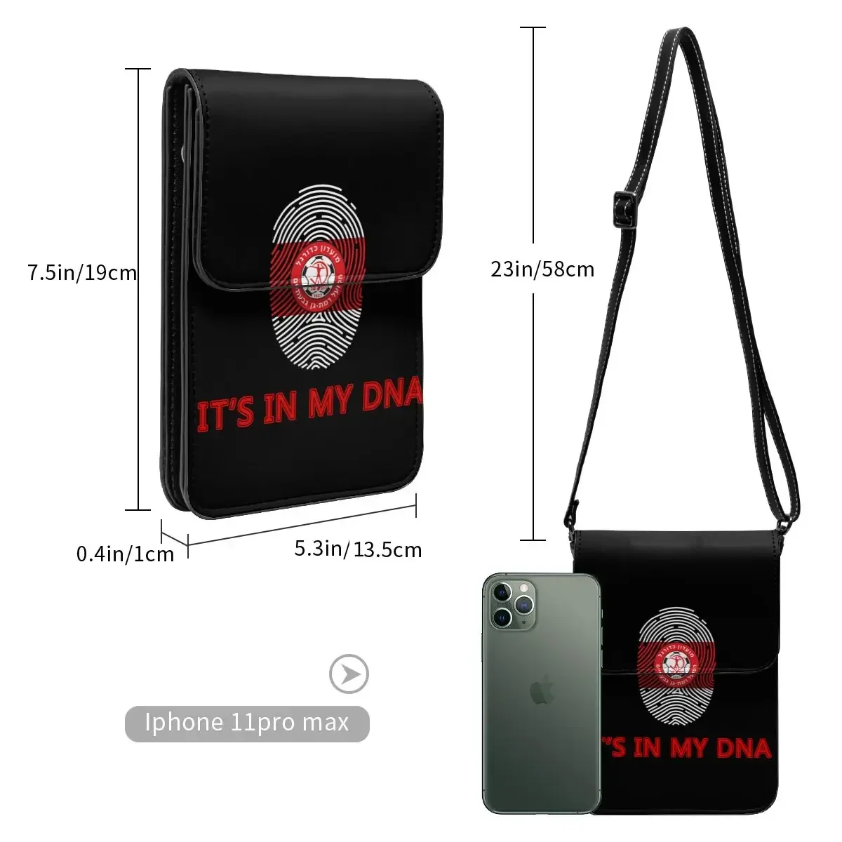 Israël Hapoel Ramat Gan Givatayim Fc Sac à main pour téléphone portable Portefeuille Sac à main Sac à bandoulière Sac à bandoulière avec sangle réglable