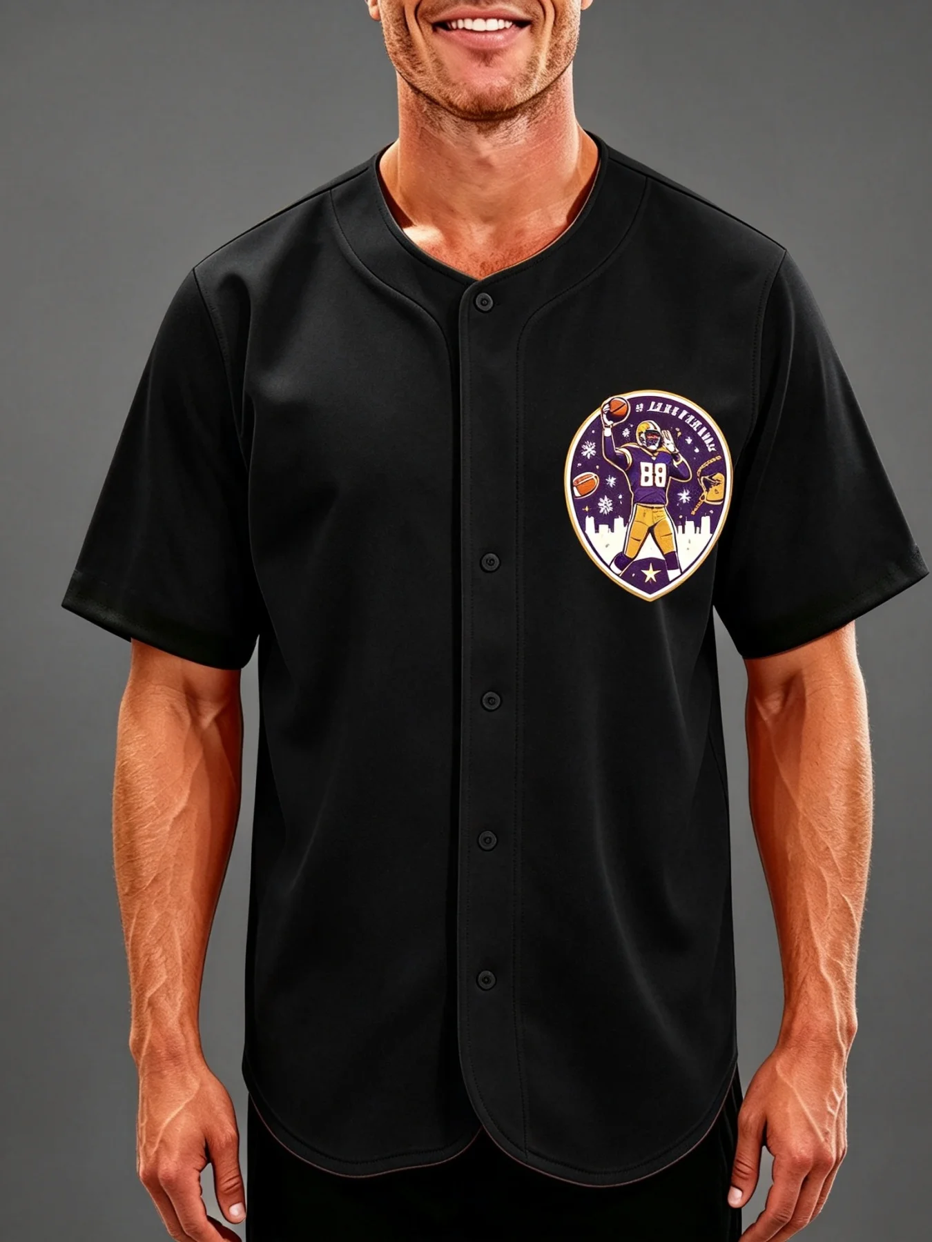 Men's Vintage Baseball Jersey Short-Sleeve Button-Down T-Shirt 'Play for the Game' Print Graphic Sports Uniform Shirt