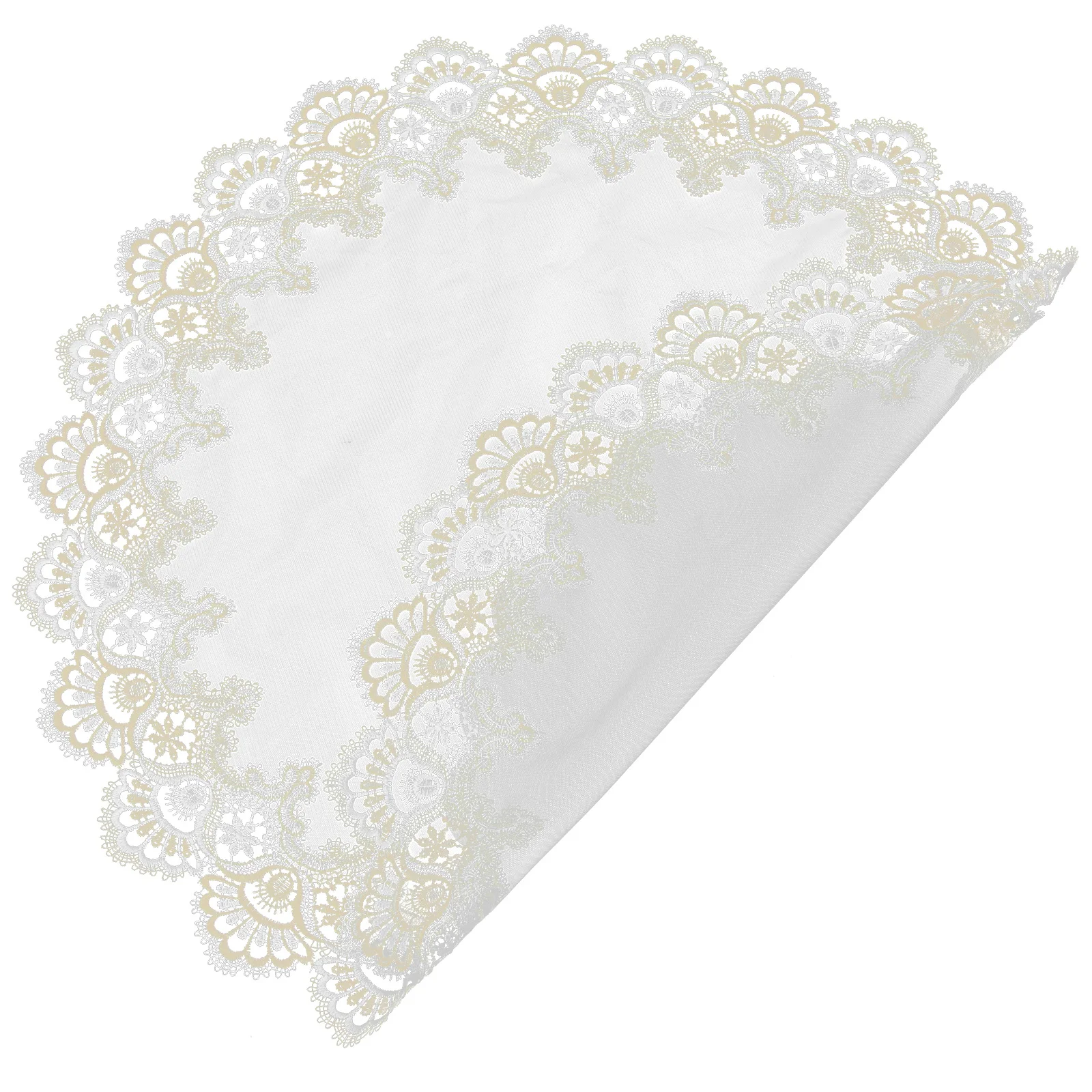 

Angoily 31.5 Inch White Lace Table Mat Crochet Doily for Coffee Table Sofa Decor Round Flower Pattern Gauze Placemat